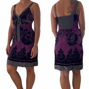 Hale Bob Purple Silk Evening Dress Size Small